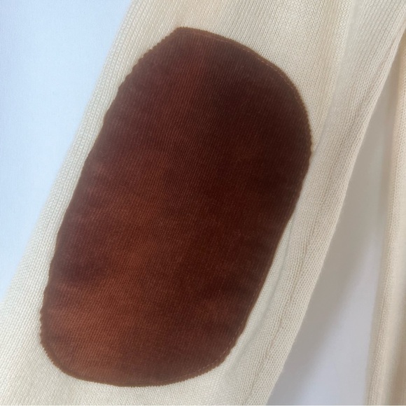 Elbow Patch Sweater Women's Victorian Romantic Long Cream Button-Up Cardigan M - Picture 10 of 12
